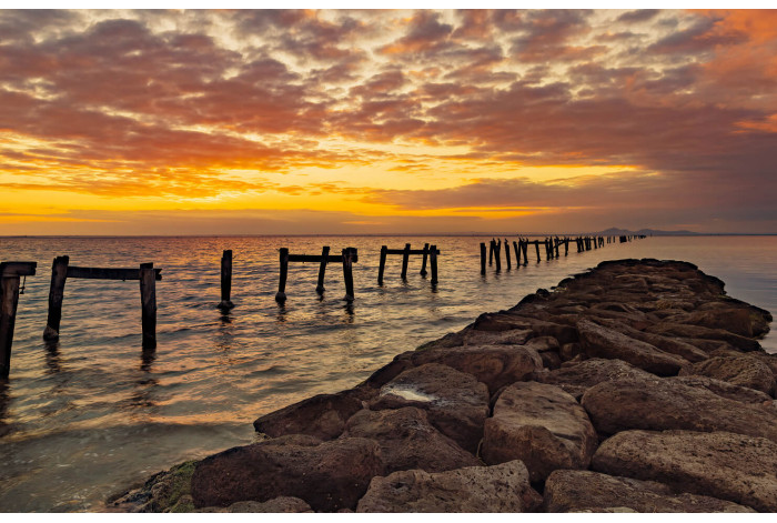 Модульная картина Закат на берегу океана | купить картину в Воркуте Модульная картина Закат на берегу океана